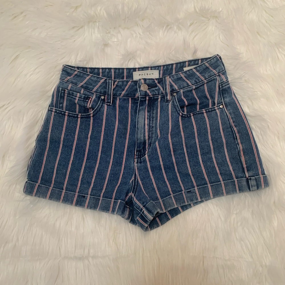 PacSun Blue and Pink Jean Shorts Nautical Style